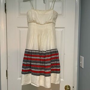 Anthropologie Cream and Red Striped Dress